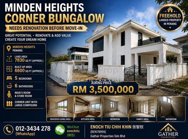 Corner Bungalow @ Minden Heights, Gelugor, Gelugor, Penang 11700