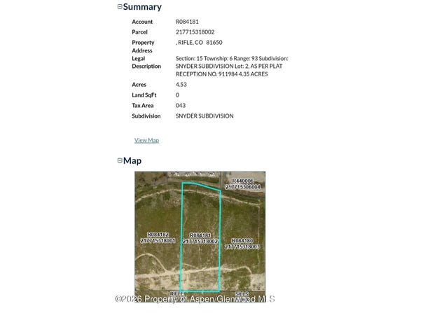 Snyder Subdivision, Rifle, CO 81650