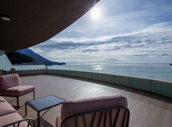 For sale: an exclusive, fully furnished luxury apartment with a spacious terrace., Rafailovici, Budva