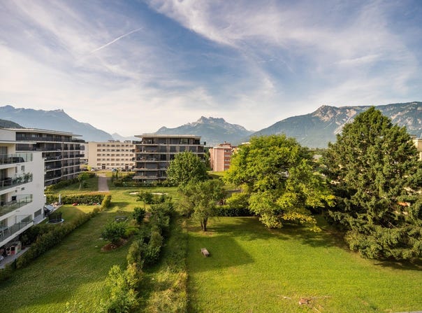 Quartier résidentiel, vue panoramique, Aigle, Vaud 1860